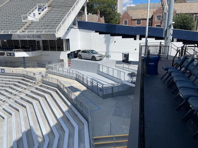 outdoor stadium seating and railing